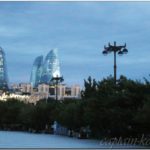 Вид на небоскребы с  Каспийской набережной. Азербайджан