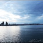 Порт в городе Баку перед рассветом. Азербайджан