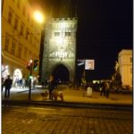 Пороховая башня ночью в Праге