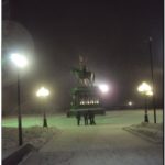 Памятник князю Владимиру в городе Владимире вечером