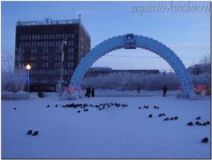 Центральная площадь города Воркуты. Республика Коми, 2013й год