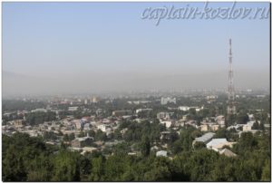 Вид на город Душанбе сверху. Таджикистан. Средняя Азия